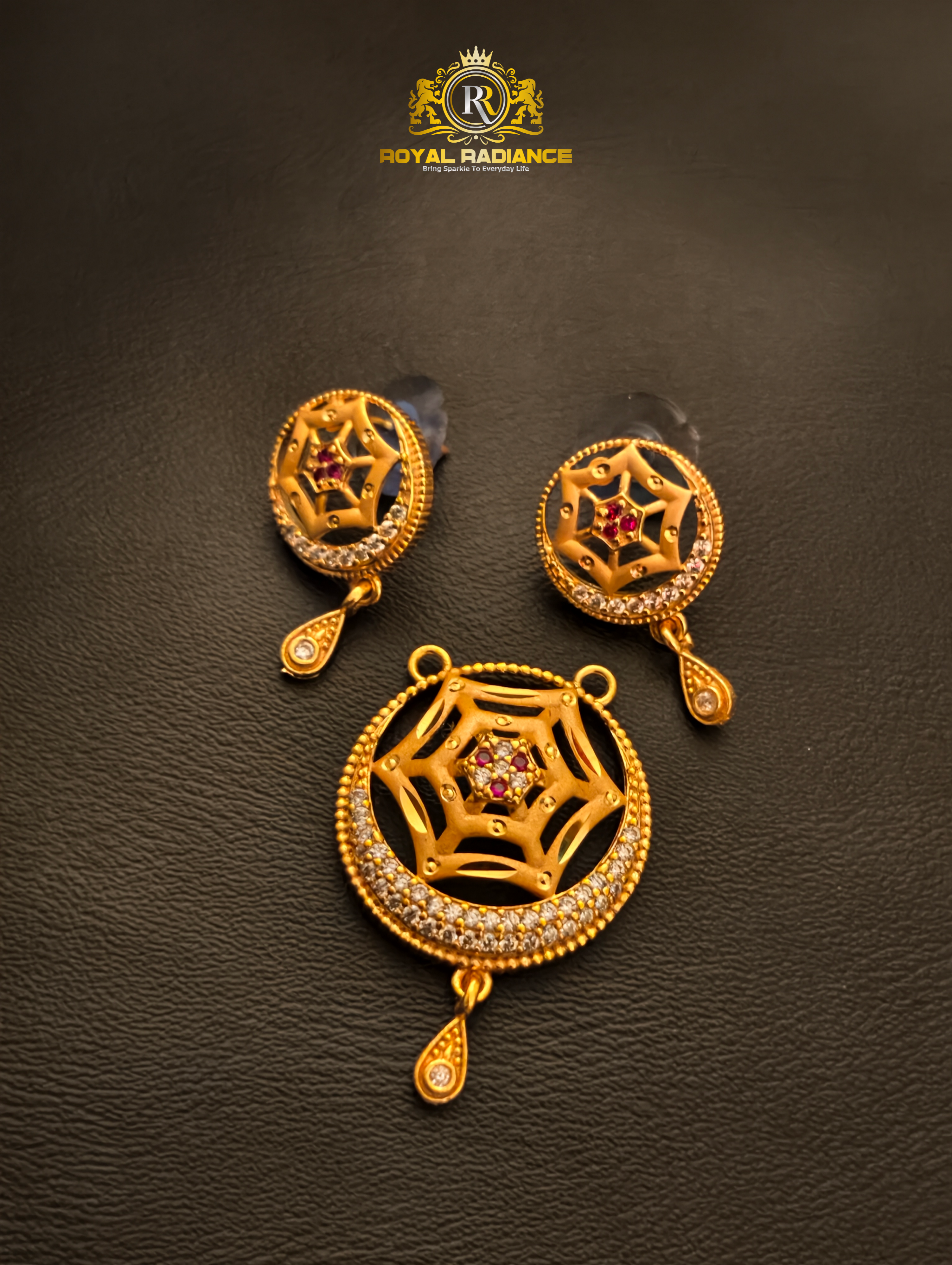 Gold Finish Pendant Set for Women