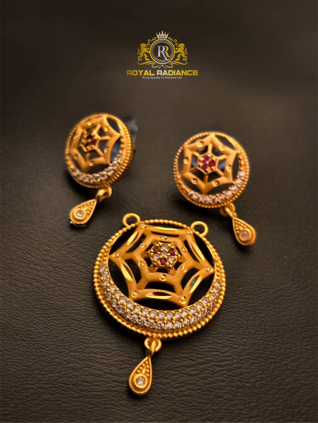 Gold Finish Pendant Set for Women