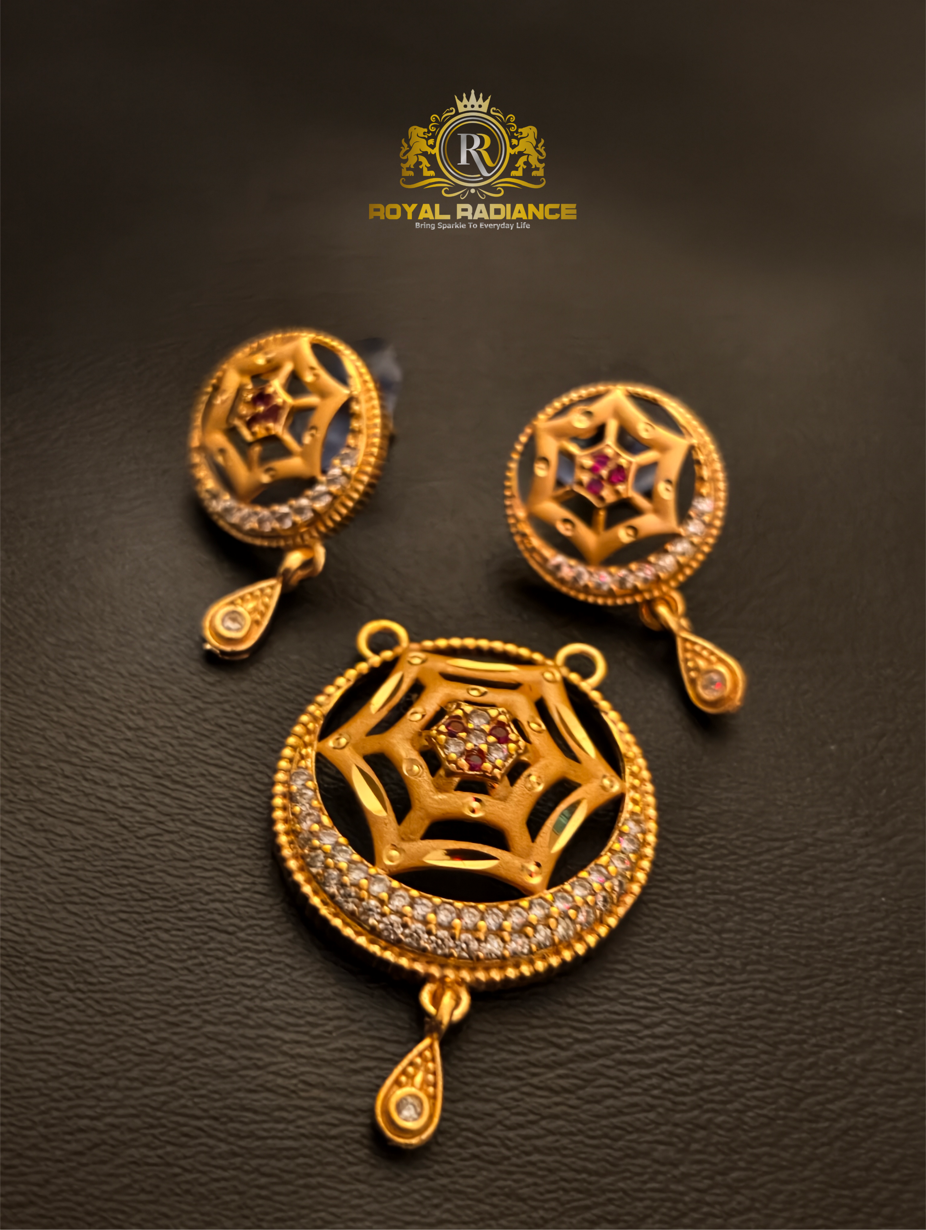 Gold Finish Pendant Set for Women